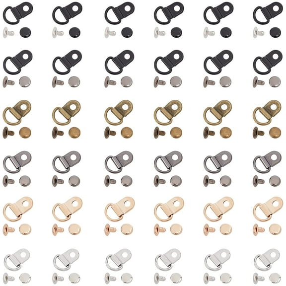 60 Sets Shoelace Hook 6 Colors Metal Lace Hooks Eyelet Repair Kit Mounting Clips Fittings DRing Eyelet Buckles with Rivets