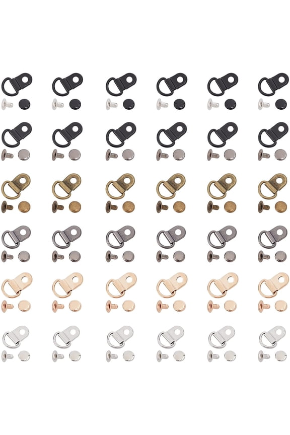 60 Sets Shoelace Hook 6 Colors Metal Lace Hooks Mounting Clips Fittings DRing Eyelet Buckles with Rivets for Hiking Boots Repair Leather Boot Shoes