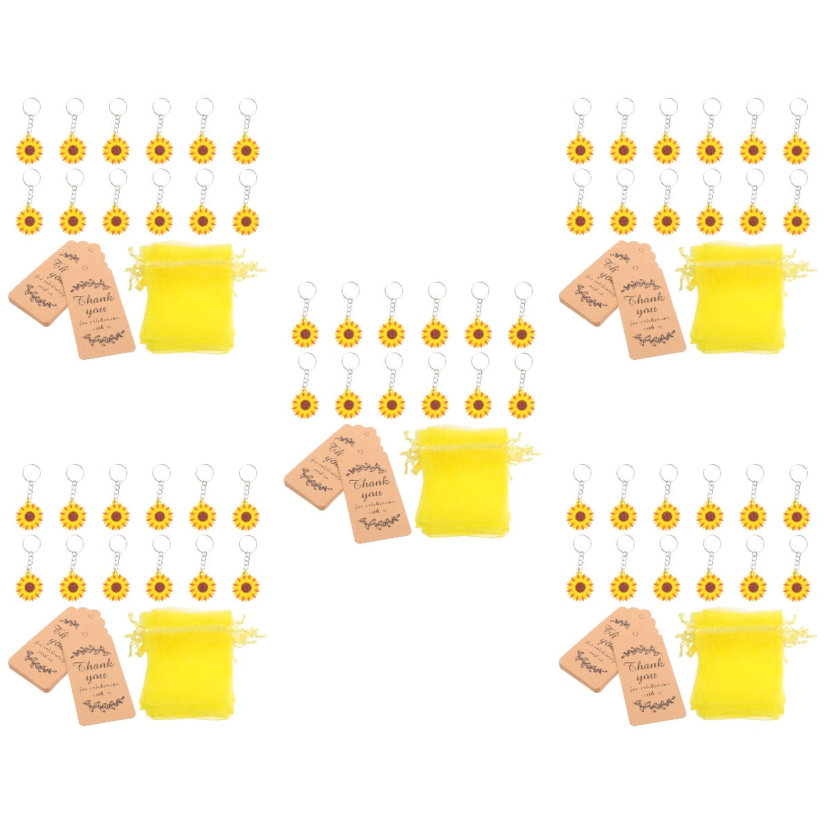 60 Sets Sunflower Keychain Key Rings Keychain Giuft Bags Wedding Favors Bats Sunflower Theme Party Favors Bag Charm Miss