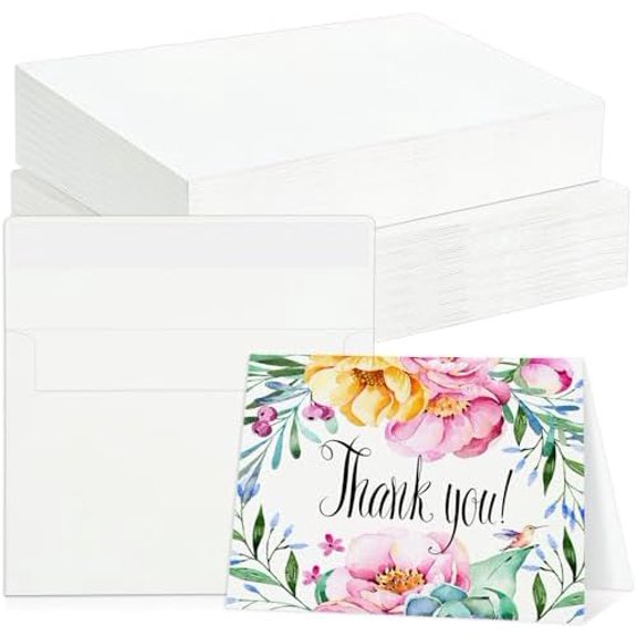 60 Sets Watercolor Cards with Envelopes, 140 lb/300 GSM Watercolor Paper Cards, 5x7 Inch Foldable Blank Watercolor Postcards and Envelopes for Greeting Cards, Wedding Invitations, Thank You Card
