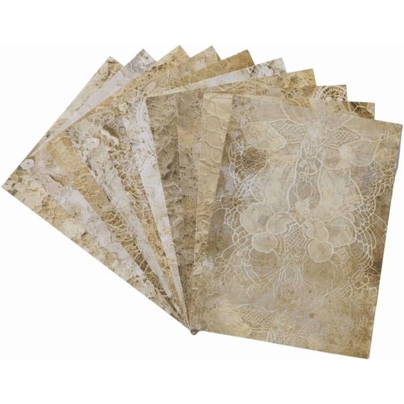 60 Sheets 10 Styles Vintage Lace Flower Scrapbook Paper Pads Decorative Floral Craft Background Paper