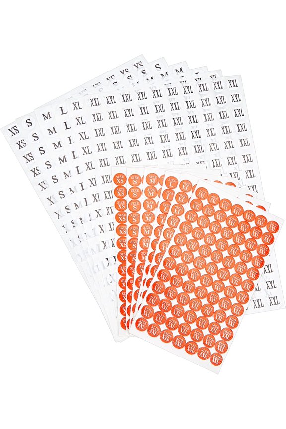 60 Sheets 12 Styles Clothing Size Round Sticker Labels Adhesive Stickers for Clothing T Shirts Mixed Color 5sheet/style for DIY Cratf
