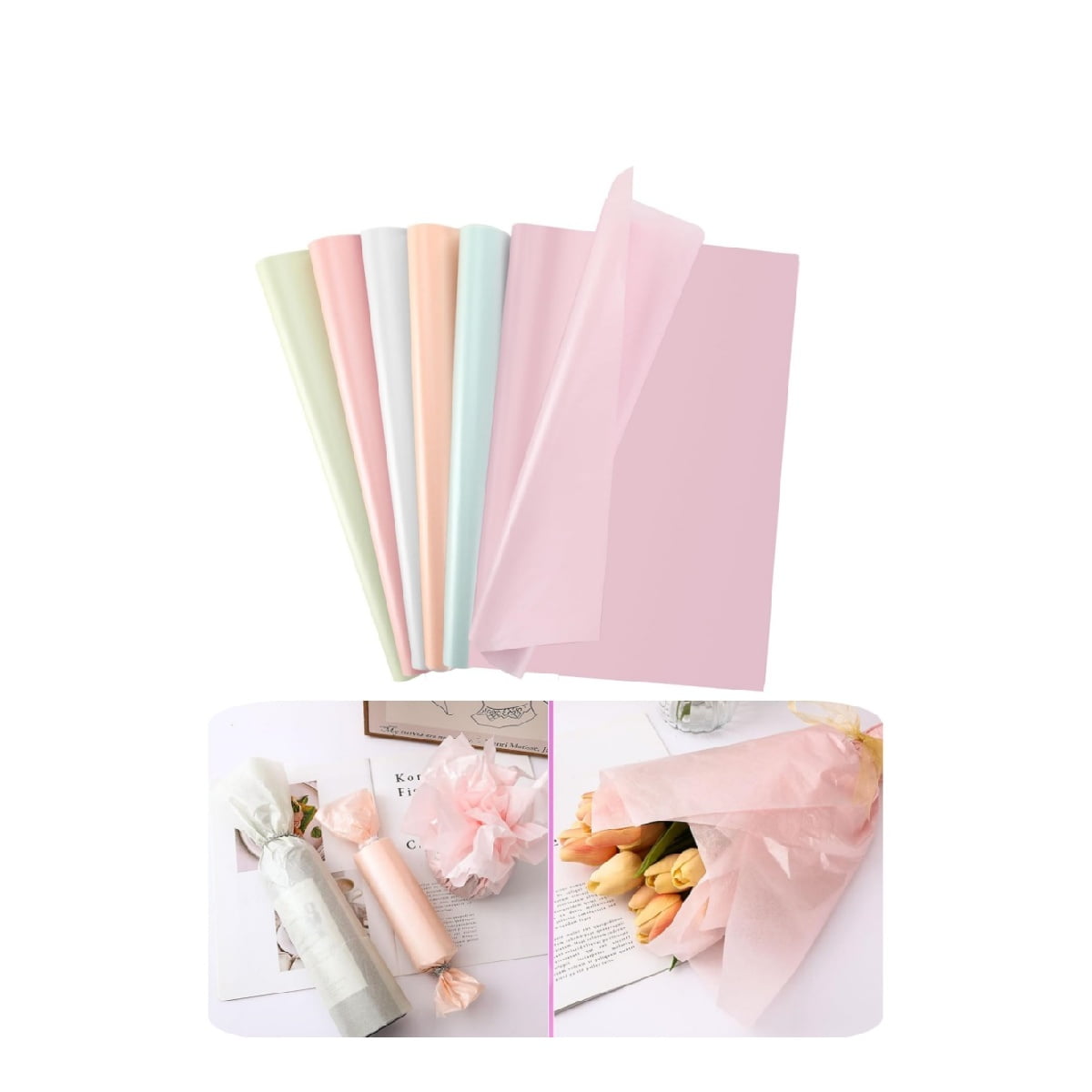 60 Sheets Colors Assorted Pastel Paper,19.7x13.8In Portable Gift Wrapping Paper for Wedding,QZS Metallic Tissue Sheets for DIY,Wedding