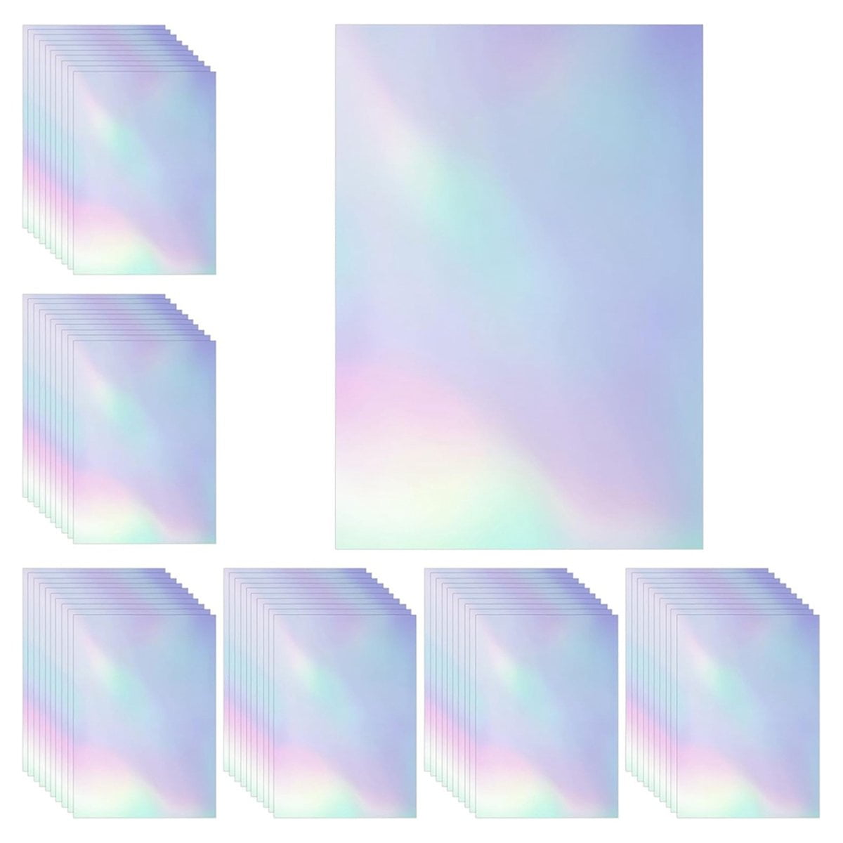 60 Sheets Holographic Laminate Sheets Clear Gitter Holographic Sticker Paper Vinyl Laminate Film 11.7 X 8.3 Inch A4 Size