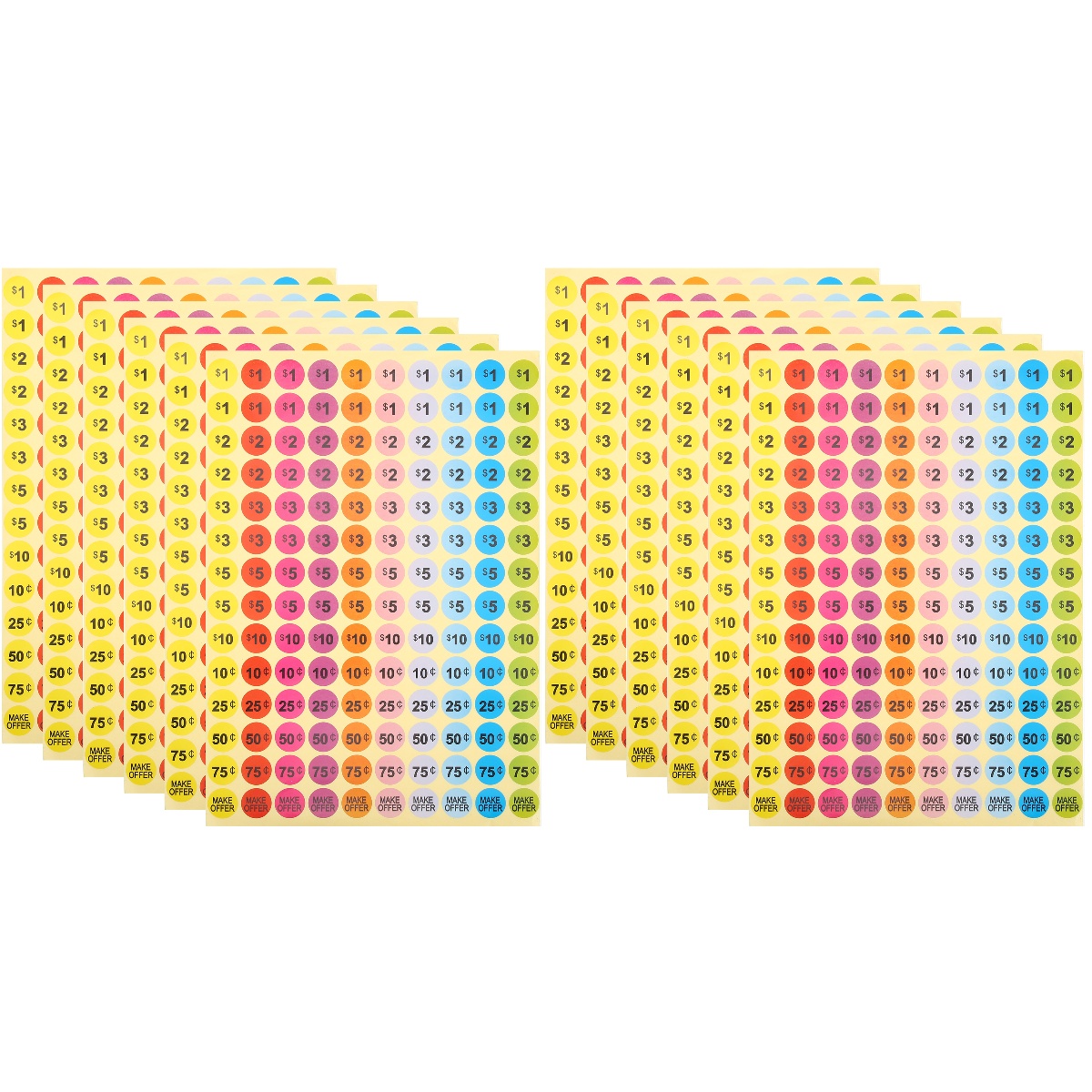 60 Sheets Labels Price Stickers for Small Business Colored Stickers