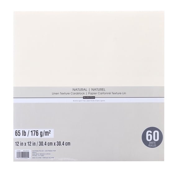 60 Sheets Natural 12 x 12 Linen Texture Cardstock Paper by Recollections - Acid and Lignin Free Paper for Scrapbooks - Arts & Crafts - 1 Pack