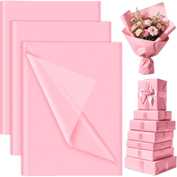 60 Sheets Pink Tissue Paper Bulk, Gift Wrapping Tissue Paper for Packaging 14 x 20 Inch Art Crafts for Gift Bags Decorative Floral Wedding Birthday Party Decor