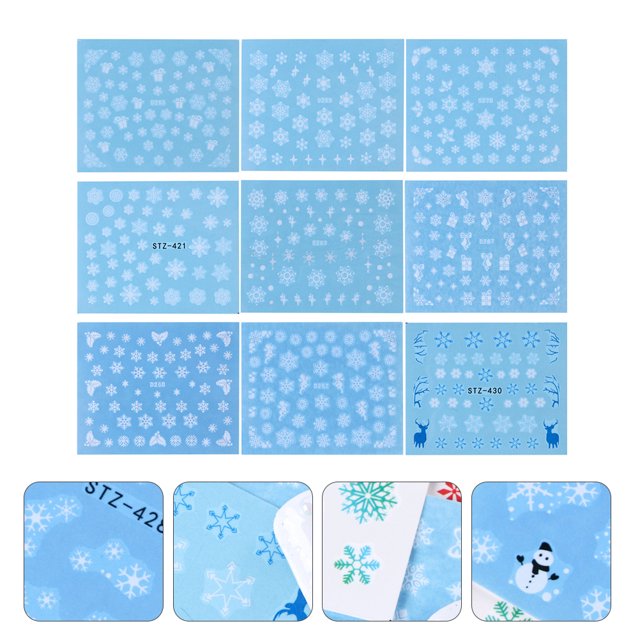 60 Sheets Snowflake Pattern Nail Stickers Christmas Nail Decals for