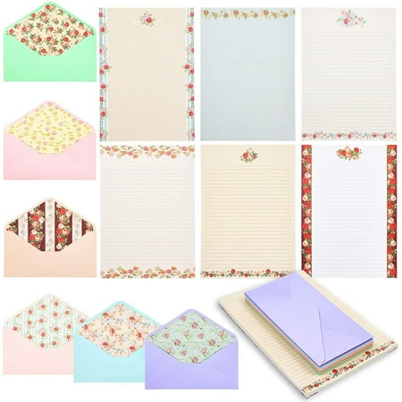 60 Sheets Vintage Floral Stationary with 30 Envelopes, Letter Writing Paper for Poems, Thank You Notes, Pen Pal, Scrapbook, Calligraphy (6 Designs, 10.2 x 7.25 In)