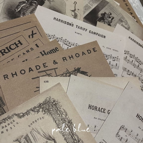 60 Sheets Vintage Floral and Newspaper Sheet Music Scrapbook Paper - Junk Journal DIY Materials