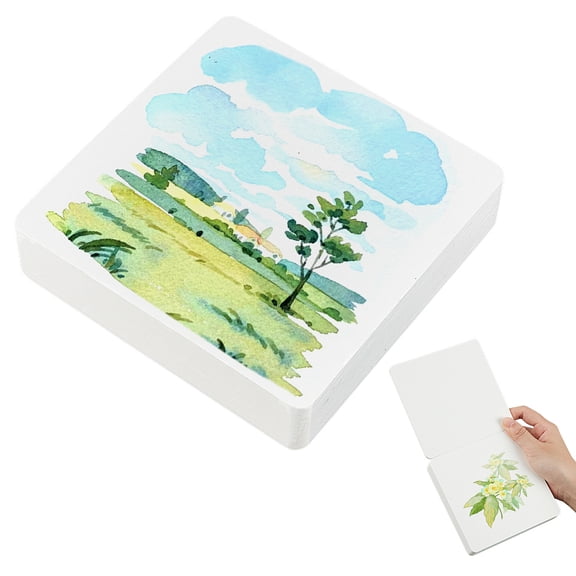 60 Sheets Watercolor Sketchbook 4.7x4.7 Inch Portable Tearable Mini Painting Notebook Artist Painting Drawing Paper Book White