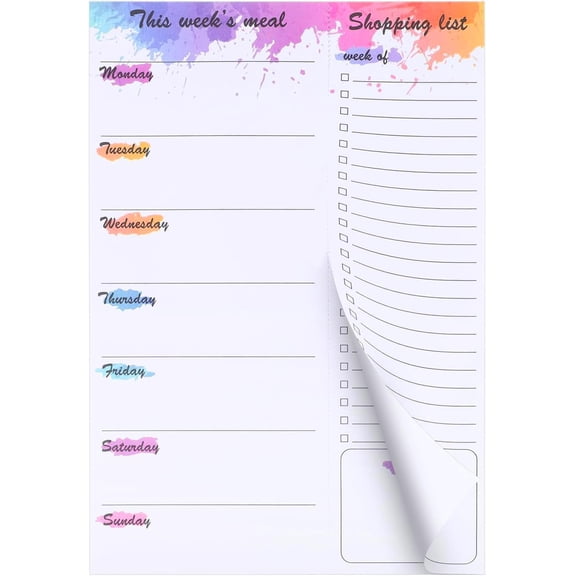 60 Sheets Weekly Meal Planner for Fridge, 7x10" Grocery List Magnet Pad for Fridge Undated Menu Planner with Tear off Shopping List for Meal Planning and Convenient Shopping, Colorful Ink