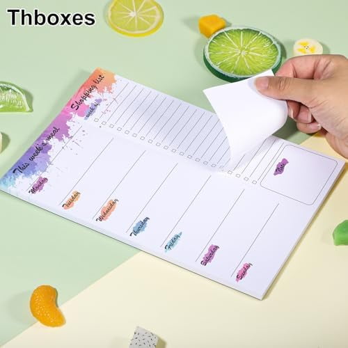 60 Sheets Weekly Meal Planner for Fridge, 7x10" Grocery List Magnet Pad for Fridge Undated Menu Planner with Tear off Shopping List for Meal Planning and Convenient Shopping, Colorful Ink