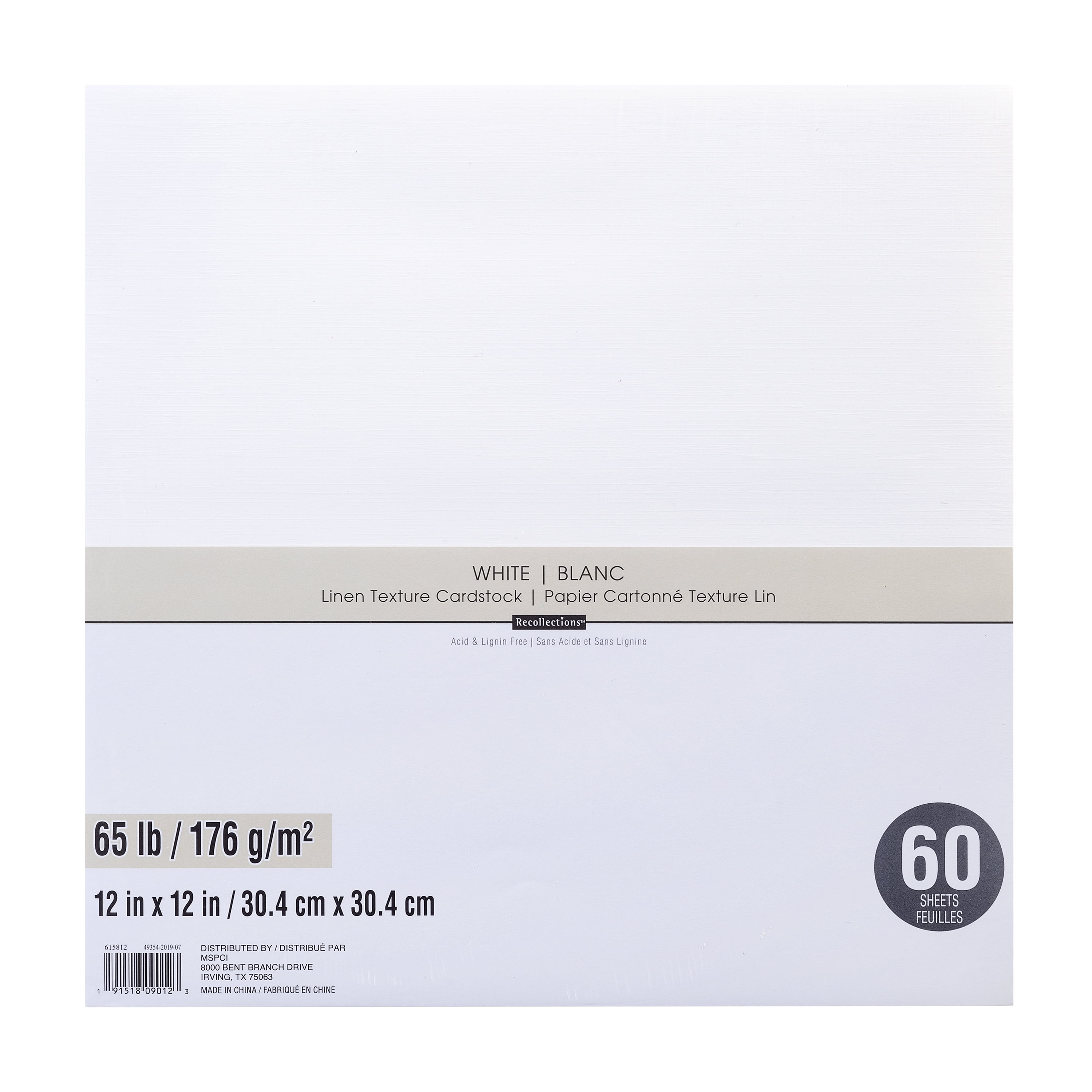60 Sheets White 12â€ x 12â€ Linen Texture Cardstock Paper by Recollections - Acid and Lignin Free Paper for Scrapbooks - Arts & Crafts - 1 Pack