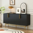 thumbnail image 1 of 60" Sideboard Buffet Cabinet, Entryway Control Table with 4 Doors, Adjustable Shelf, Gold Metal Handles and Legs, Modern Credenza Storage Cabinet for Dining Room Living Room Bedroom Hallway, Black, 1 of 7