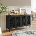 thumbnail image 1 of 60" Sideboard Cabinet with Adjustable Shelves, Antique Floral Carving Buffet Cabinet with Solid Wood Legs, TV Stand for TVs up to 65", Living Room,Dining Room, Black, 1 of 9