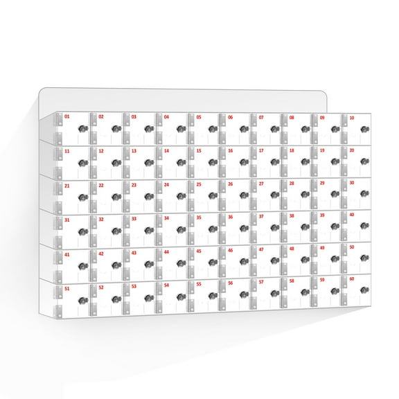 Wall - Mounted 60 - Grid Phone Storage Locker with Numbered Signs: Perfect for Poolside, Gym and Workshop