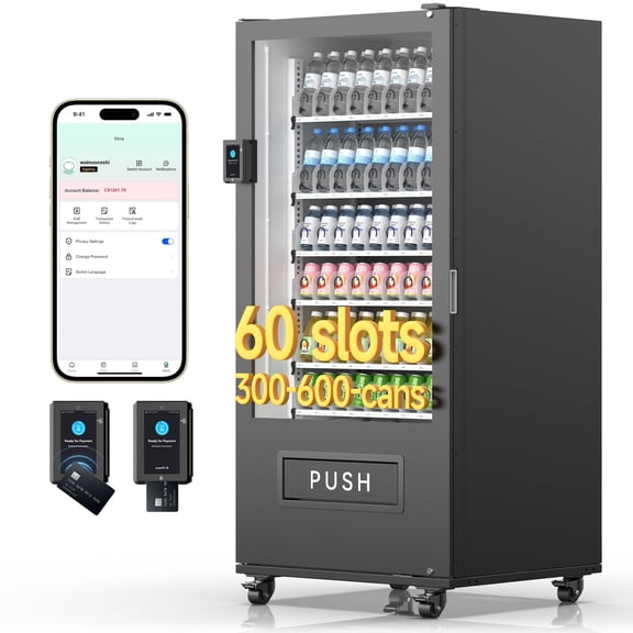 60-Slot Commercial Vending Machine for Sale, Refrigerated Vending Machine Snacks and Drinks Combo with Credit Card & NFC Payment, Vending Machine for Home, Offices and Gyms, Vending Machines Cheap