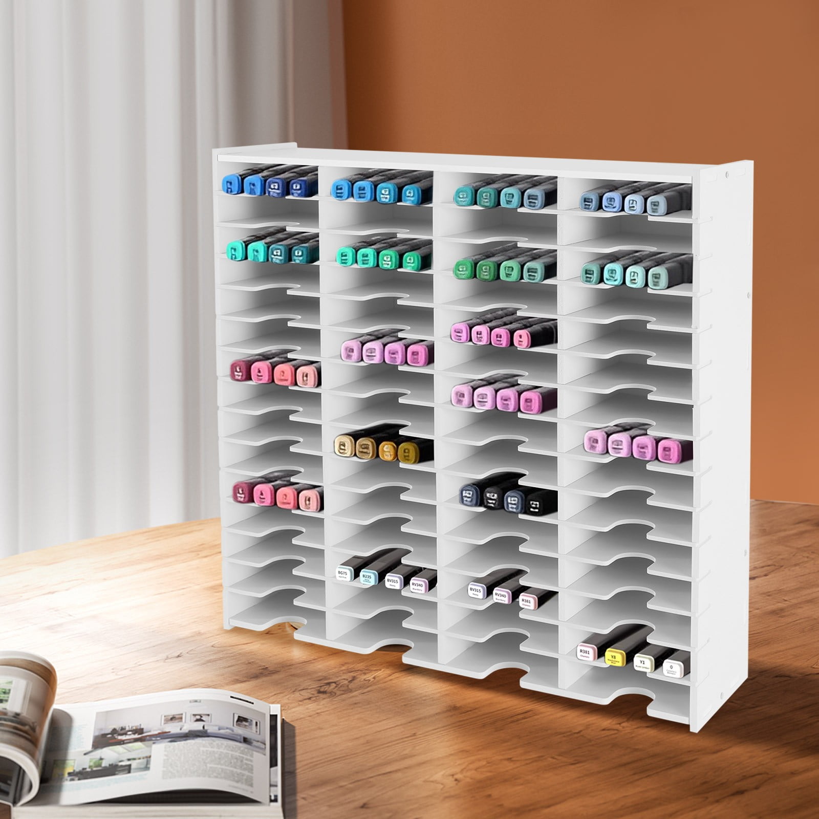60-Slot PVC Sheet Storage Holder Stamp Pad Organizer Ink Pad Storage Rack White