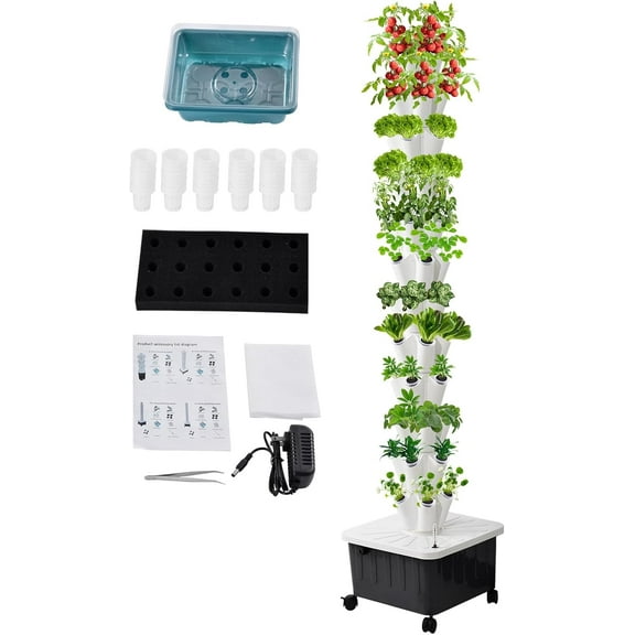 60 Slots Hydroponic Growing System Garden Kit Indoor,20L Water Tank,Grow Kit with Automatic Watering,Quiet Water Pump,Hydroponic Planter for Home Kitchen Offices(12-Layer)