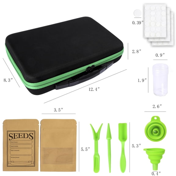 60 Slots Seed Storage Organizer Box with 20 Envelopes and Tool, Seed Saving Container Kit for Gardening (Seeds Not Included)