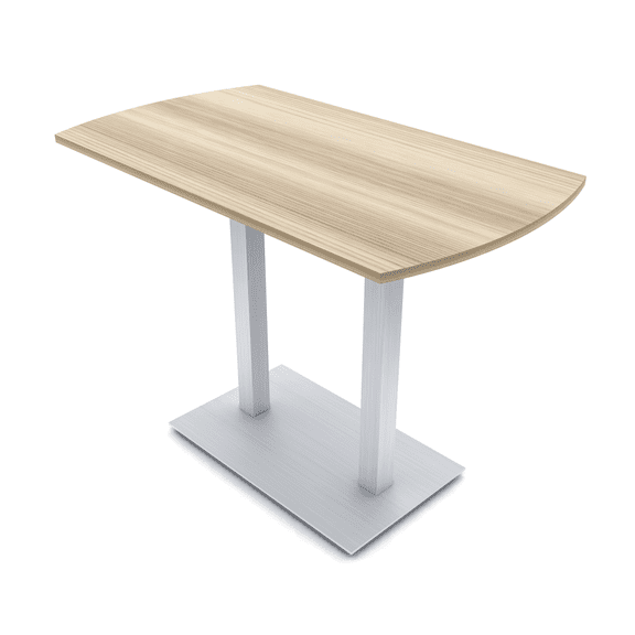 60" Small Arc Rectangle Bistro Height Table Double Metal Base Bar Table
