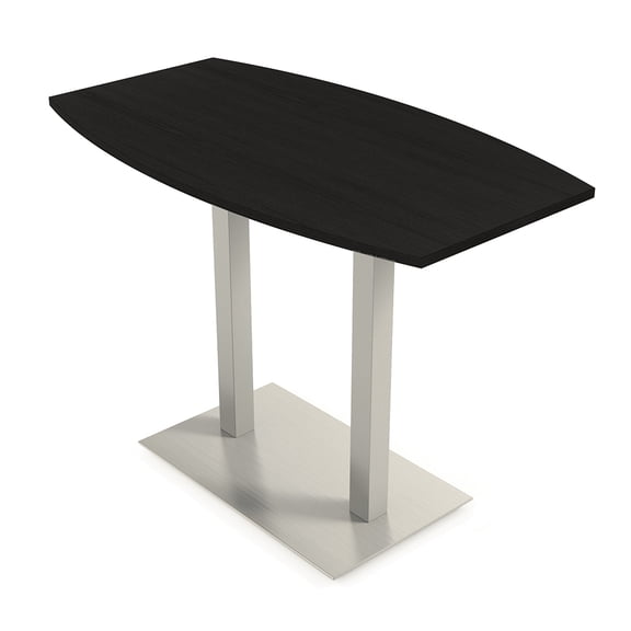 60" Small Boat Bistro Height Table Double Metal Base Bar Table