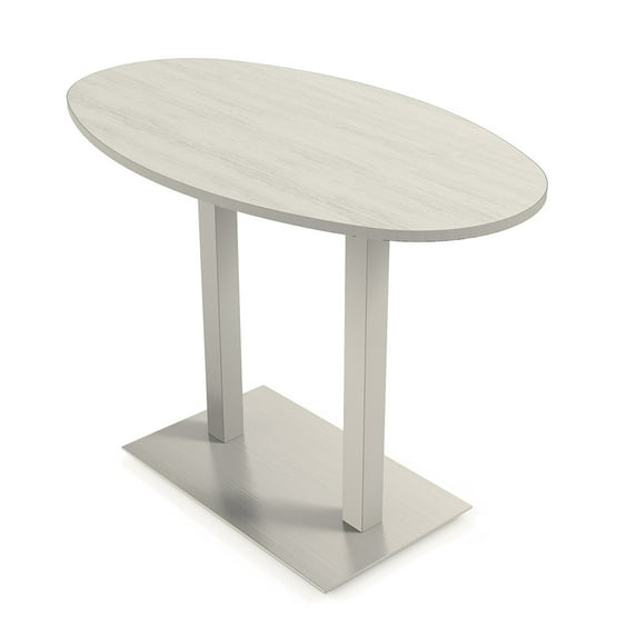 60" Small Boat Oval Bistro Height Table Double Metal Base Bar Table