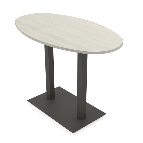 60" Small Boat Oval Bistro Height Table Double Metal Base Bar Table