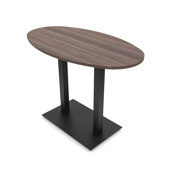 60" Small Boat Oval Bistro Height Table Double Metal Base Bar Table