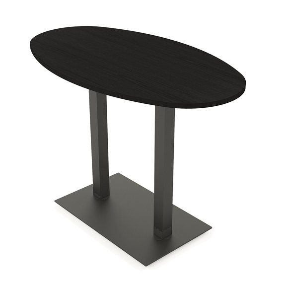 60" Small Boat Oval Bistro Height Table Double Metal Base Bar Table