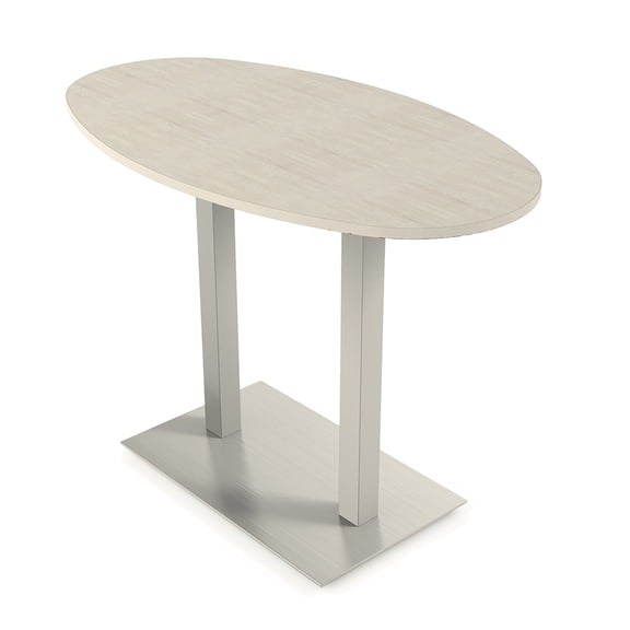 60" Small Boat Oval Bistro Height Table Double Metal Base Bar Table