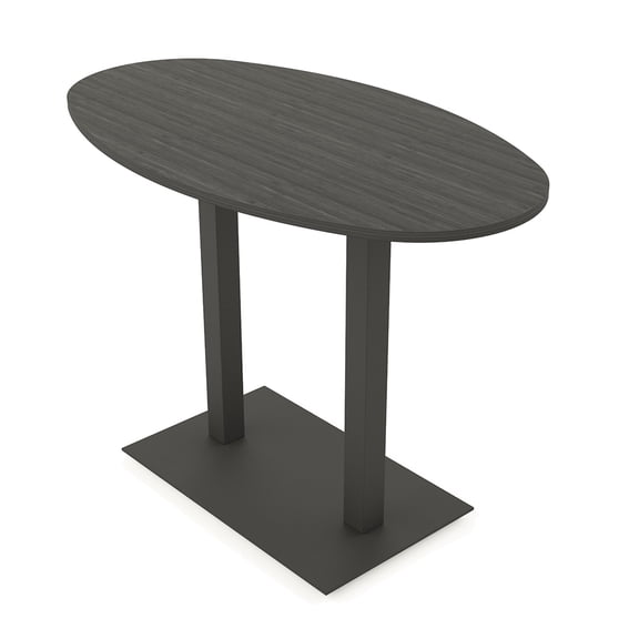 60" Small Boat Oval Bistro Height Table Double Metal Base Bar Table