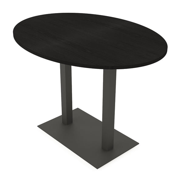 60" Small Oval Bistro Height Table Double Base Bar Table
