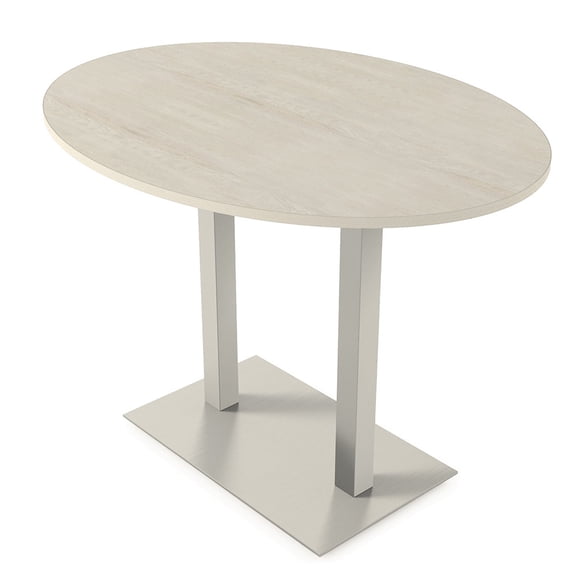 60" Small Oval Bistro Height Table Double Base Bar Table