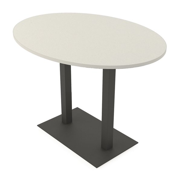 60" Small Oval Bistro Height Table Double Base Bar Table