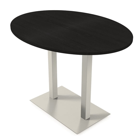 60" Small Oval Bistro Height Table Double Base Bar Table