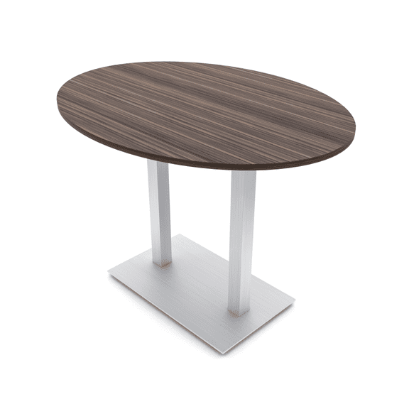 60" Small Oval Bistro Height Table Double Base Bar Table