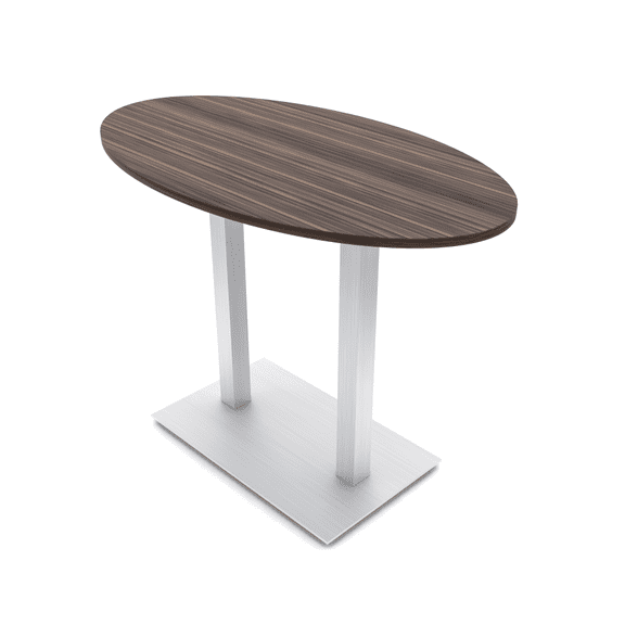 60" Small Oval Bistro Height Table Double Metal Base Bar Table
