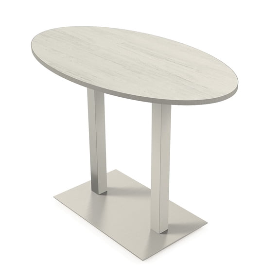 60" Small Oval Bistro Height Table Double Metal Base Bar Table