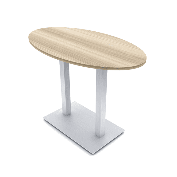60" Small Oval Bistro Height Table Double Metal Base Bar Table