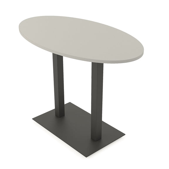 60" Small Oval Bistro Height Table Double Metal Base Bar Table