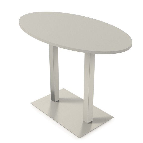 60" Small Oval Bistro Height Table Double Metal Base Bar Table