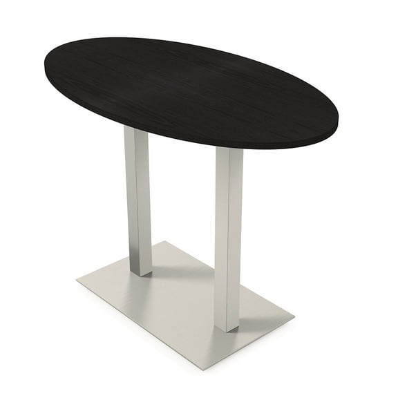 60" Small Oval Bistro Height Table Double Metal Base Bar Table