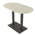 thumbnail image 1 of 60" Small Racetrack Bistro Height Table Double Metal Base Bar Table, 1 of 6