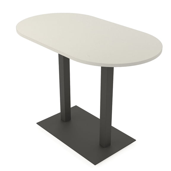 60" Small Racetrack Bistro Height Table Double Metal Base Bar Table