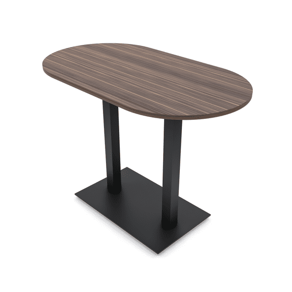60" Small Racetrack Bistro Height Table Double Metal Base Bar Table