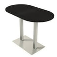 thumbnail image 1 of 60" Small Racetrack Bistro Height Table Double Metal Base Bar Table, 1 of 6