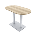 thumbnail image 1 of 60" Small Racetrack Bistro Height Table Double Metal Base Bar Table, 1 of 6