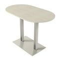 thumbnail image 1 of 60" Small Racetrack Bistro Height Table Double Metal Base Bar Table, 1 of 6